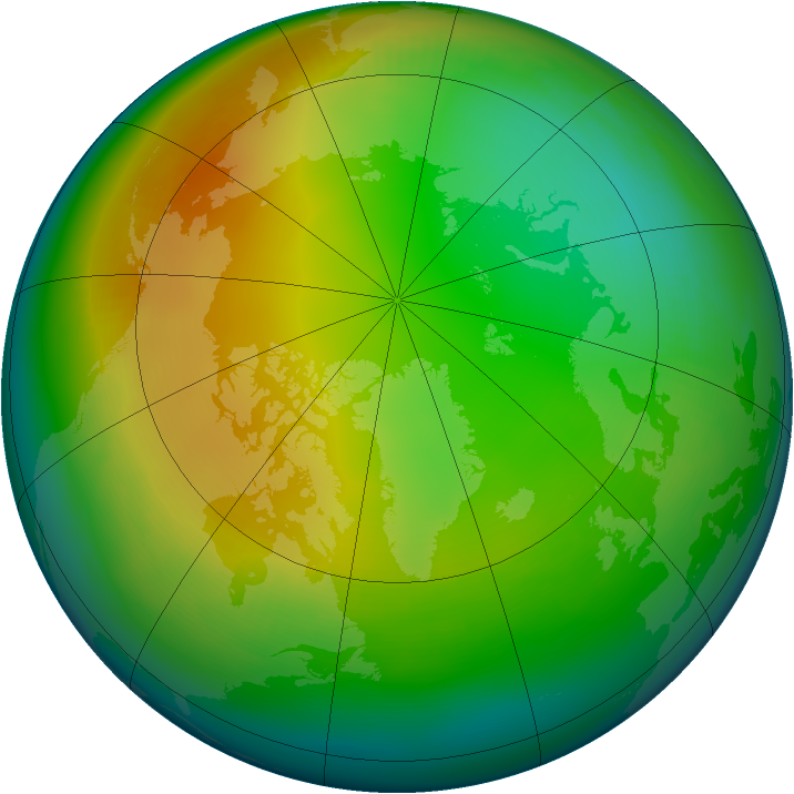 Arctic ozone map for December 1981